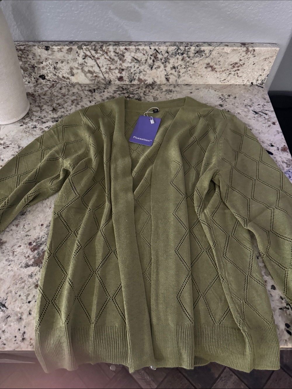 Olive Green Open-Front Women's Sweater